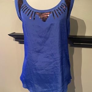Blue sequin tank top